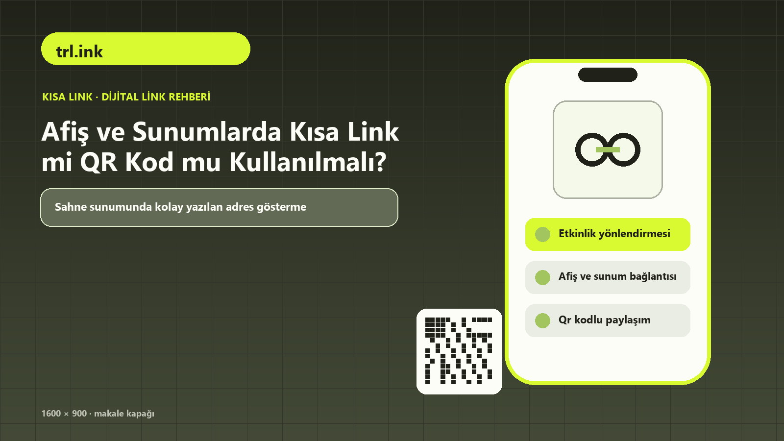 Afiş ve Sunumlarda Kısa Link mi QR Kod mu Kullanılmalı konulu trl.ink rehber kapağı